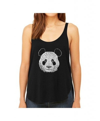 Women's Premium Word Art Flowy Tank Top- Panda Black $18.90 Tops