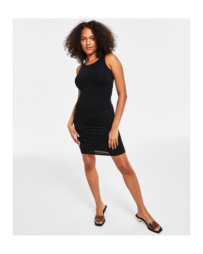 Women's Sleeveless Ruched Bodycon Dress Black $27.97 Dresses