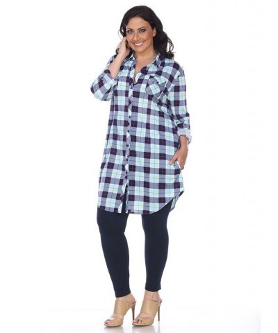 Plus Piper Stretchy Plaid Tunic Orange $30.38 Tops