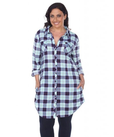 Plus Piper Stretchy Plaid Tunic Orange $30.38 Tops