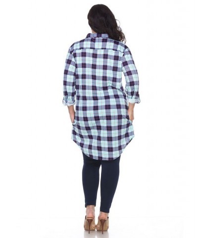 Plus Piper Stretchy Plaid Tunic Orange $30.38 Tops