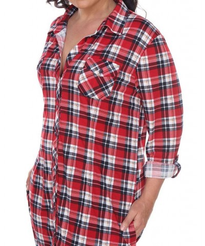 Plus Piper Stretchy Plaid Tunic Orange $30.38 Tops