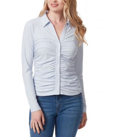 Women's Wren Collared Button-Up Top Gray $26.85 Tops