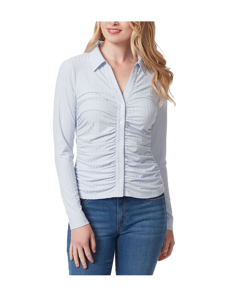 Women's Wren Collared Button-Up Top Gray $26.85 Tops