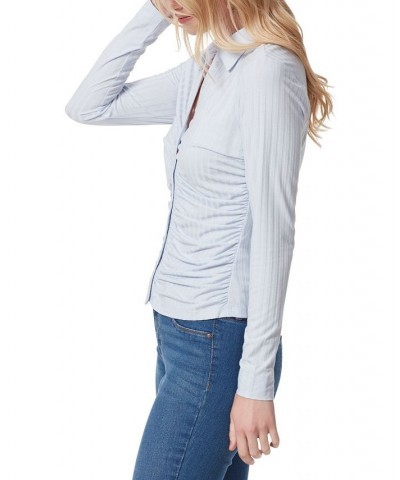 Women's Wren Collared Button-Up Top Gray $26.85 Tops