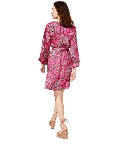 Women's Paisley V-Neck Dress Electric Pink $23.28 Dresses