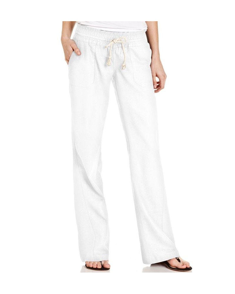 Juniors' Oceanside Wide-Leg Drawstring Pants White $32.40 Pants