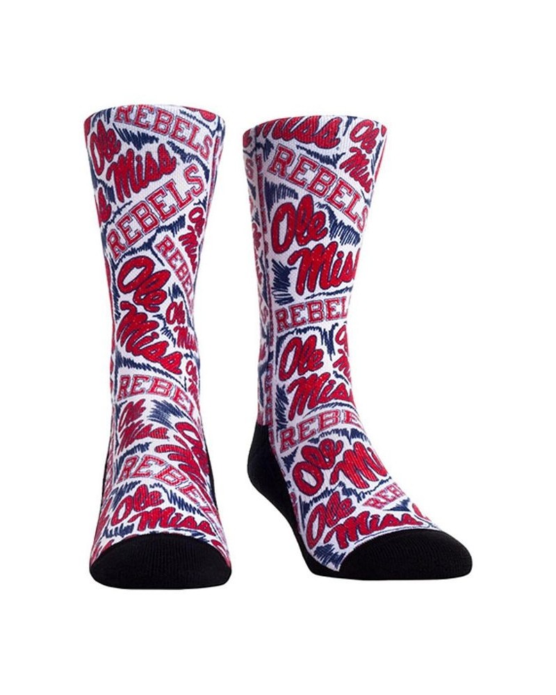 Women's Socks Ole Miss Rebels Logo Sketch Crew Socks Red $17.69 Socks