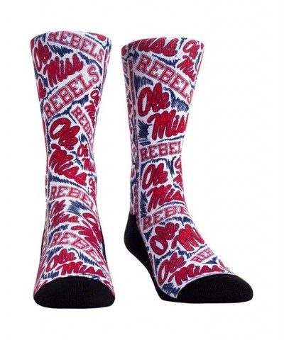 Women's Socks Ole Miss Rebels Logo Sketch Crew Socks Red $17.69 Socks