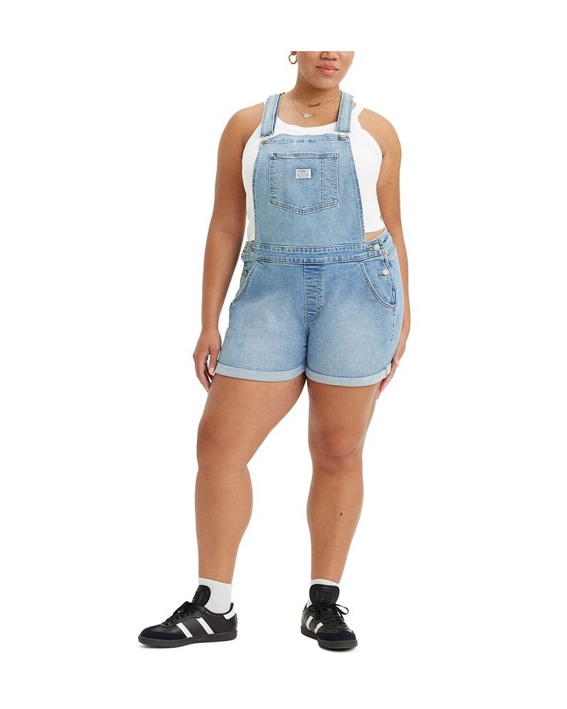 Trendy Plus Size Adjustable-Strap Shortalls In The Field $36.00 Shorts