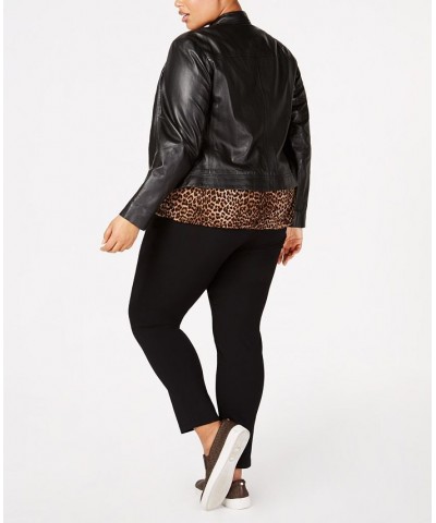 Plus Size Leather Moto Jacket Black $105.30 Jackets