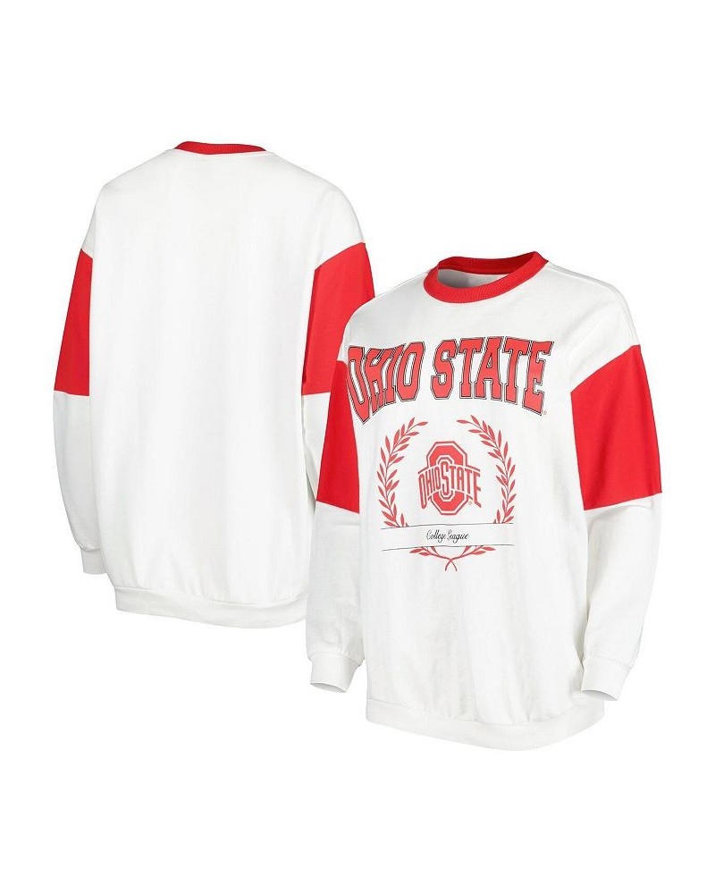 Women's White Ohio State Buckeyes It's A Vibe Dolman Pullover Sweatshirt White $31.85 Sweatshirts