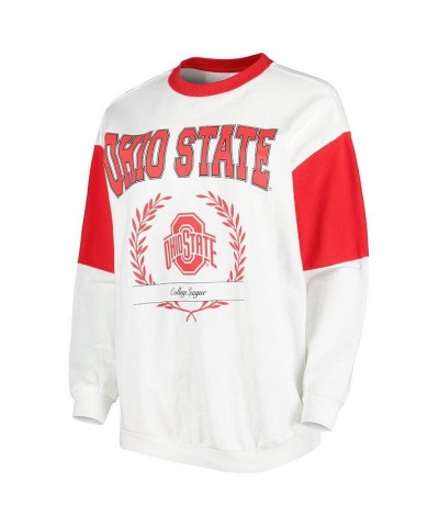 Women's White Ohio State Buckeyes It's A Vibe Dolman Pullover Sweatshirt White $31.85 Sweatshirts