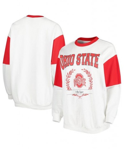 Women's White Ohio State Buckeyes It's A Vibe Dolman Pullover Sweatshirt White $31.85 Sweatshirts