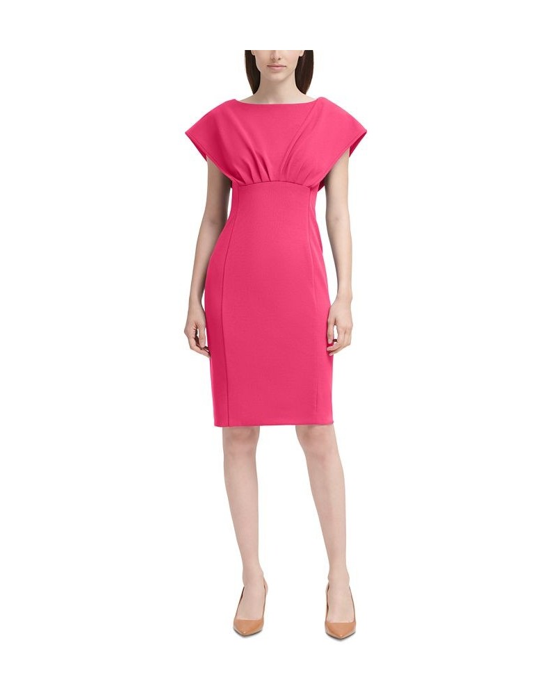 Women's Boat-Neck Scuba Crepe Sheath Dress Pink $50.99 Dresses