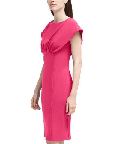 Women's Boat-Neck Scuba Crepe Sheath Dress Pink $50.99 Dresses