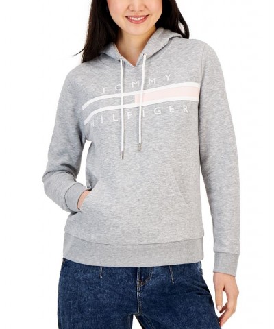 Women's Long Sleeve Front Pocket Logo Sweatshirt Stn Gry Htr $27.60 Sweatshirts