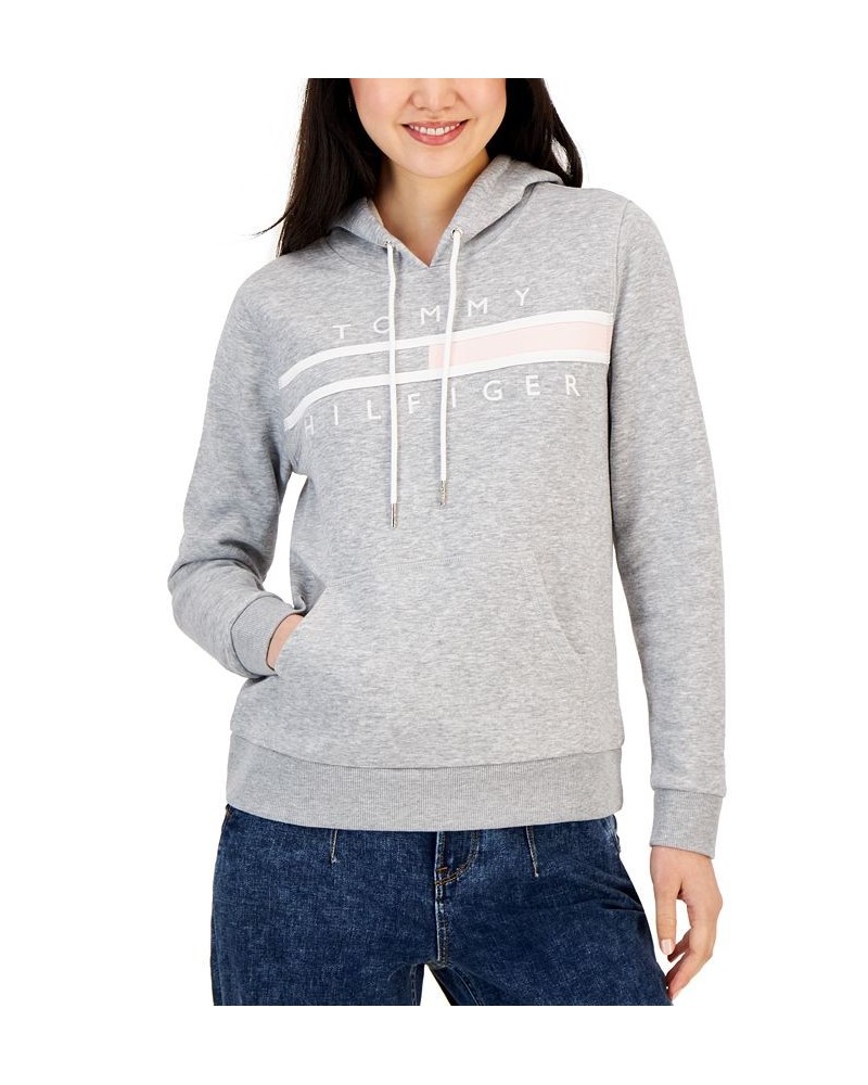 Women's Long Sleeve Front Pocket Logo Sweatshirt Stn Gry Htr $27.60 Sweatshirts