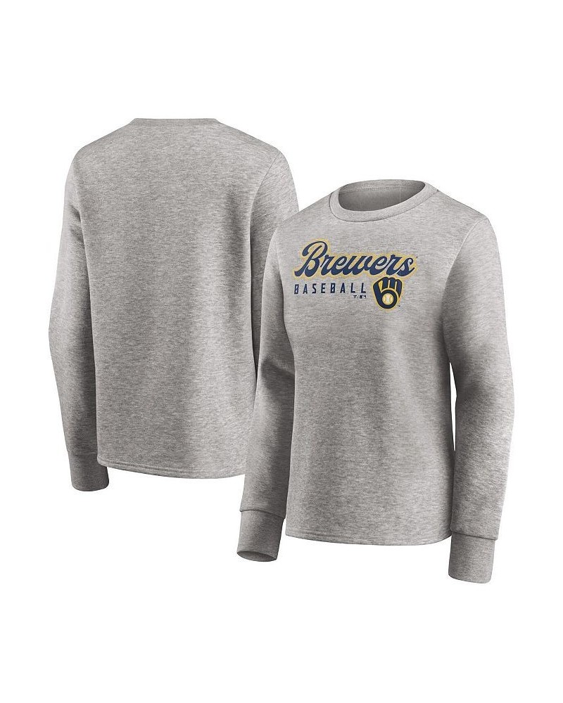 Women's Branded Heathered Gray Milwaukee Brewers Crew Pullover Sweater Heathered Gray $29.40 Sweaters