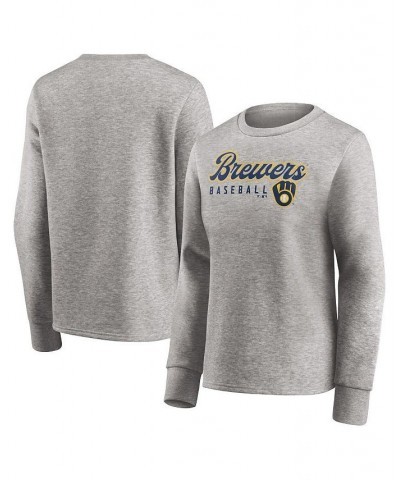 Women's Branded Heathered Gray Milwaukee Brewers Crew Pullover Sweater Heathered Gray $29.40 Sweaters