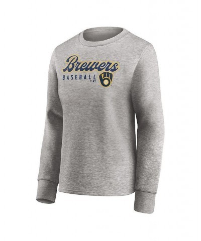 Women's Branded Heathered Gray Milwaukee Brewers Crew Pullover Sweater Heathered Gray $29.40 Sweaters