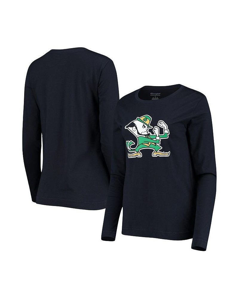 Women's Navy Notre Dame Fighting Irish University Primary Team Logo Long Sleeve T-shirt Navy $23.99 Tops