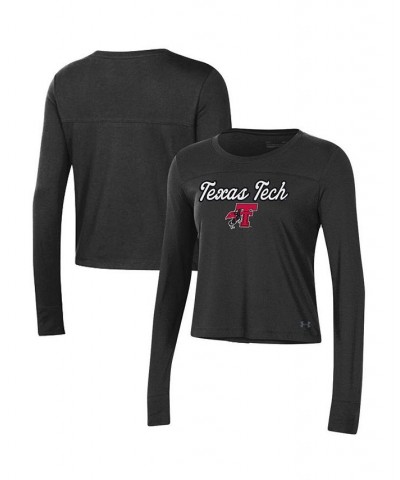 Women's Black Texas Tech Red Raiders Vault Cropped Long Sleeve T-shirt Black $29.49 Tops