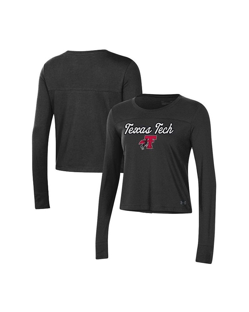 Women's Black Texas Tech Red Raiders Vault Cropped Long Sleeve T-shirt Black $29.49 Tops