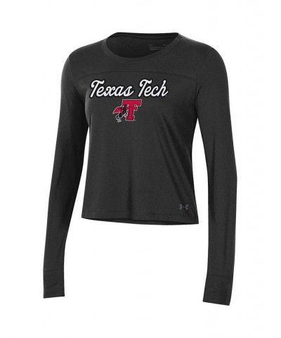 Women's Black Texas Tech Red Raiders Vault Cropped Long Sleeve T-shirt Black $29.49 Tops