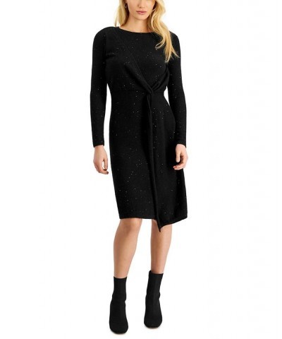 Women's Side Twist Sweater Dress Black $138.38 Dresses