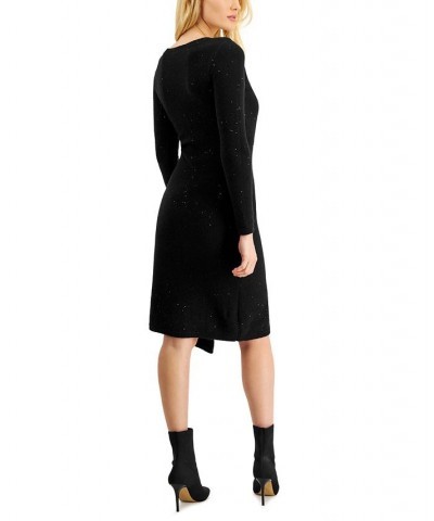 Women's Side Twist Sweater Dress Black $138.38 Dresses