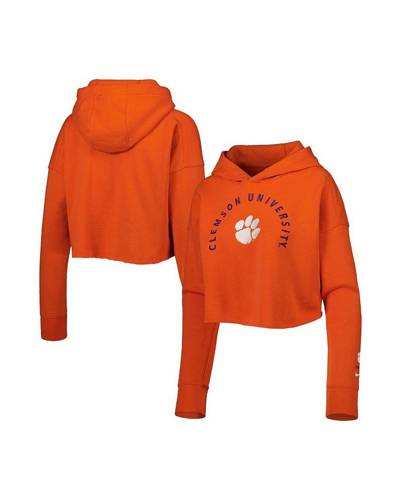 Women's Orange Clemson Tigers 2-Hit Cropped Pullover Hoodie Orange $38.22 Sweatshirts