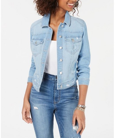 Juniors' Distressed Jean Jacket Light Wash $17.60 Jackets