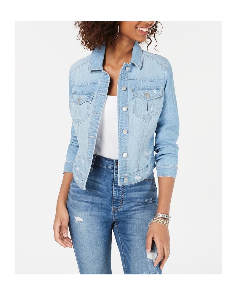 Juniors' Distressed Jean Jacket Light Wash $17.60 Jackets