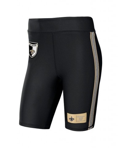 Women's Black New Orleans Saints Biker Shorts Black $22.36 Shorts