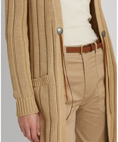 Women's Cotton-Linen Cardigan Tan/Beige $46.99 Sweaters