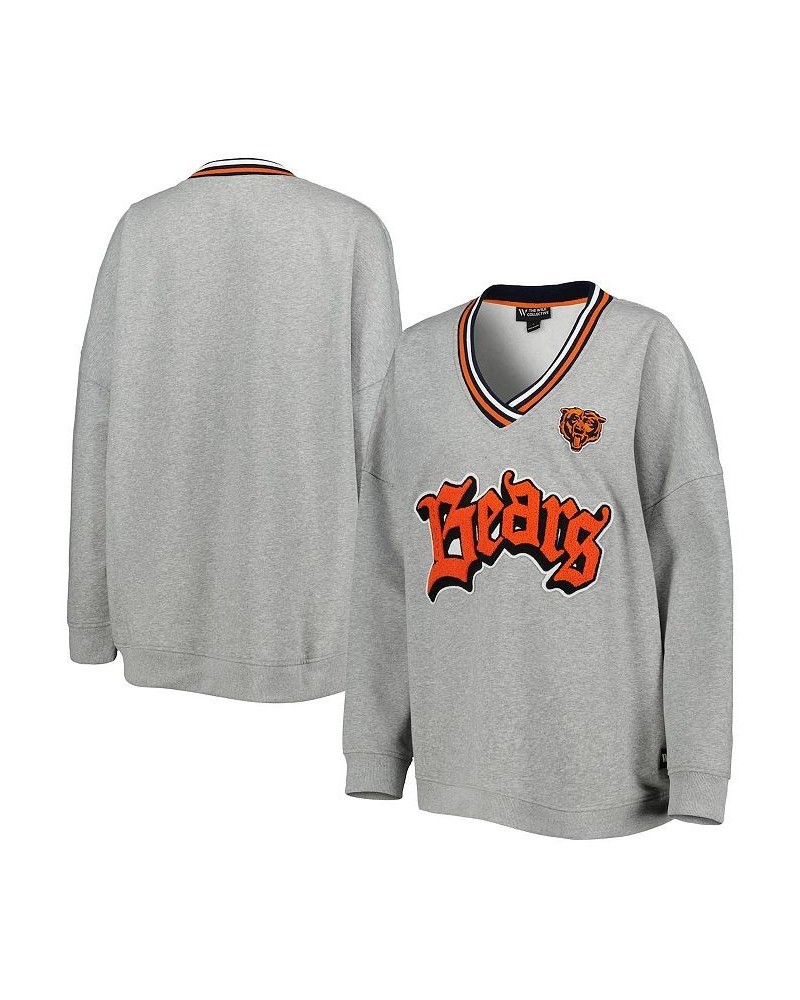 Women's Gray Chicago Bears Vintage-Like Pullover V-Neck Sweatshirt Gray $42.00 Sweatshirts