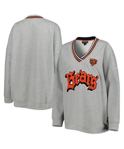 Women's Gray Chicago Bears Vintage-Like Pullover V-Neck Sweatshirt Gray $42.00 Sweatshirts