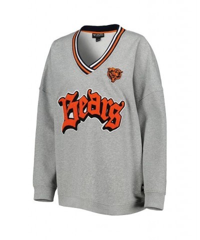 Women's Gray Chicago Bears Vintage-Like Pullover V-Neck Sweatshirt Gray $42.00 Sweatshirts