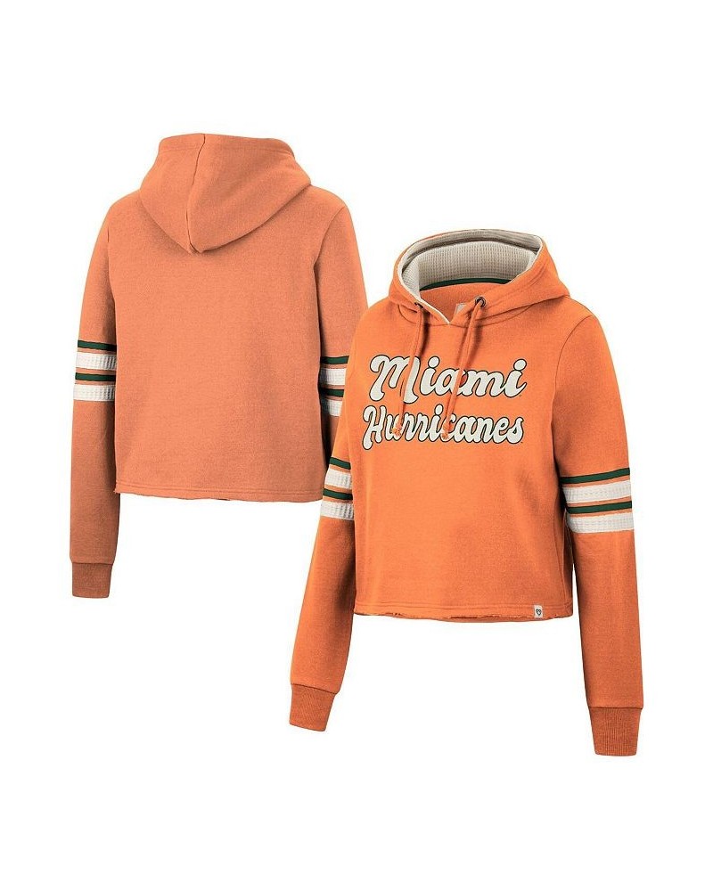 Women's Orange Miami Hurricanes Retro Cropped Pullover Hoodie Orange $36.71 Sweatshirts