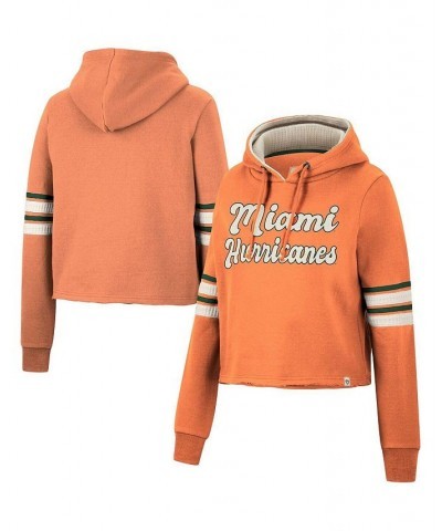 Women's Orange Miami Hurricanes Retro Cropped Pullover Hoodie Orange $36.71 Sweatshirts