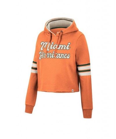 Women's Orange Miami Hurricanes Retro Cropped Pullover Hoodie Orange $36.71 Sweatshirts