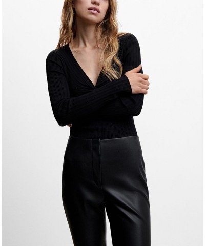 Women's Knotted Ribbed Sweater Black $29.40 Sweaters