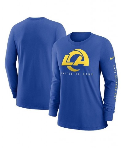 Women's Royal Los Angeles Rams Prime Split Long Sleeve T-shirt Royal $25.00 Tops