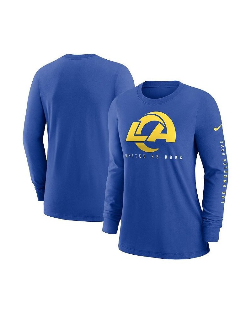 Women's Royal Los Angeles Rams Prime Split Long Sleeve T-shirt Royal $25.00 Tops