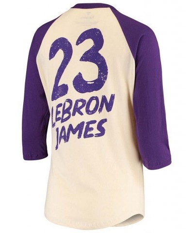 Women's LeBron James Cream Los Angeles Lakers Raglan 3/4-Sleeve T-shirt Cream $30.59 Tops