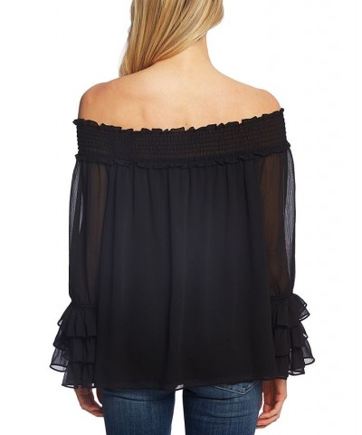 Smocked Off-The-Shoulder Top Rich Black $32.73 Tops