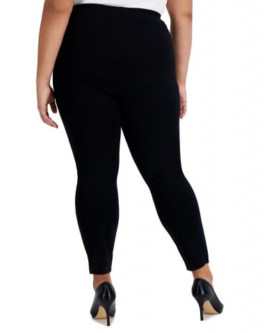 Plus Size Pleather-Front Leggings Deep Black $19.11 Pants