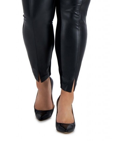 Plus Size Pleather-Front Leggings Deep Black $19.11 Pants