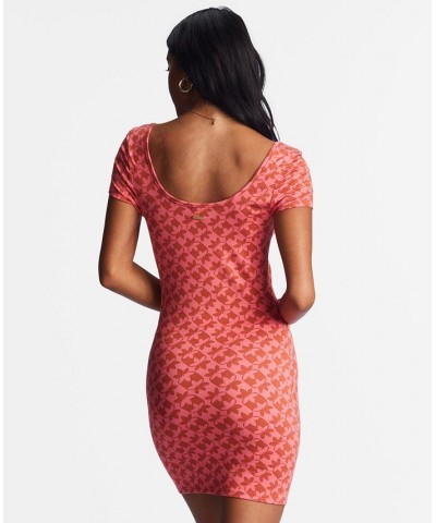 Juniors' Girl In The Sun Printed Bodycon Dress Coral Crush $29.98 Dresses